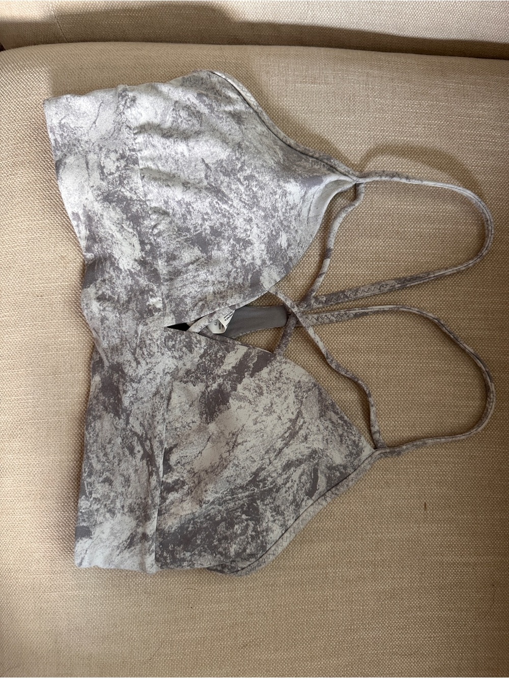 lululemon athletica expand your limits Marble-Print Bralette in Gray and Cream